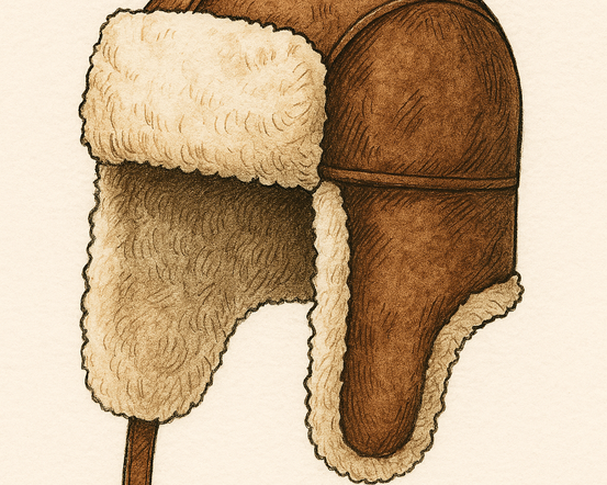 Illustrasjon av en brun skinnlue