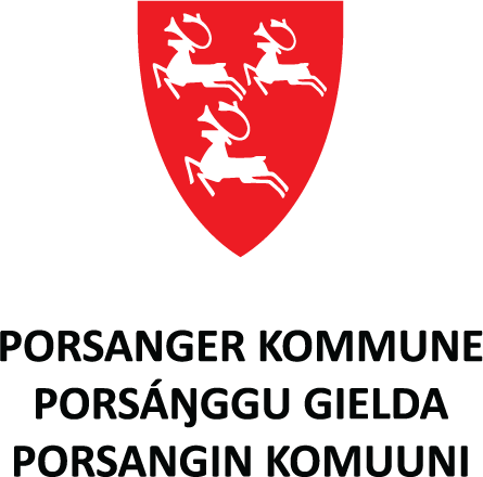 Porsangers kommunevåpen med navnetrekk bunn