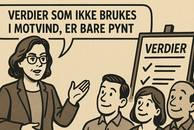 Verdier og strategi får først kraft når de styrer valgene som tas i hverdagen – også når det koster. Verdier og strategi får først kraft når de styrer valgene som tas i hverdagen – også når det koster.