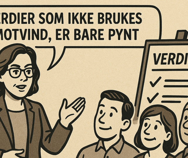 Verdier og strategi får først kraft når de styrer valgene som tas i hverdagen – også når det koster. Verdier og strategi får først kraft når de styrer valgene som tas i hverdagen – også når det koster.