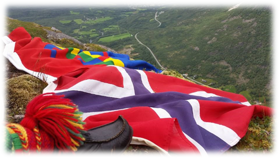 Samisk - kvensk - norsk flagg