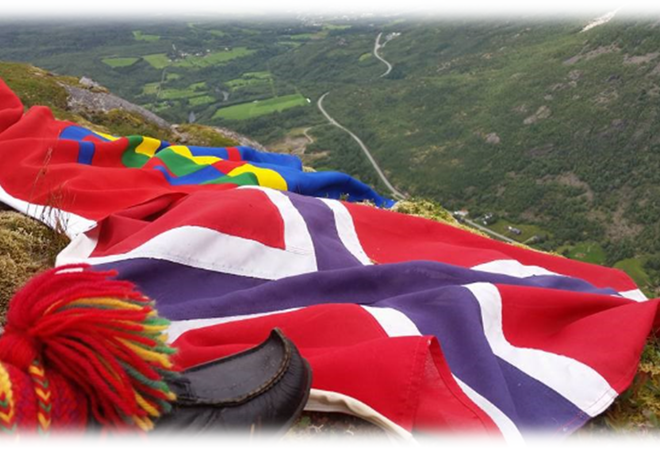 Samisk - kvensk - norsk flagg