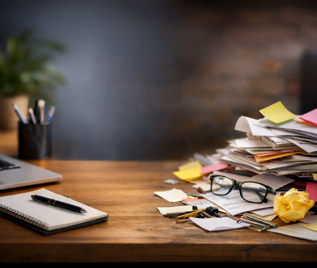 En ryddig arbeidsflate er ikke et mål i seg selv, men et grep for å beskytte lederens fokus og beslutningskraft. En ryddig arbeidsflate er ikke et mål i seg selv, men et grep for å beskytte lederens fokus og beslutningskraft.