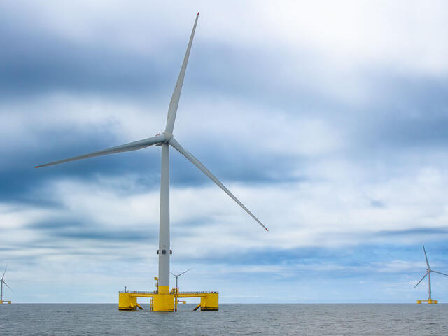 Green Volt-prosjektet utenfor Skottland er Europas første kommersielle, flytende havvindprosjekt. Opptil 35 turbiner skal i sving. Produksjonen blir inntil 560 MW (Foto: Vårgrønn). Profilen – Charlotte Elmelid, Vårgrønn