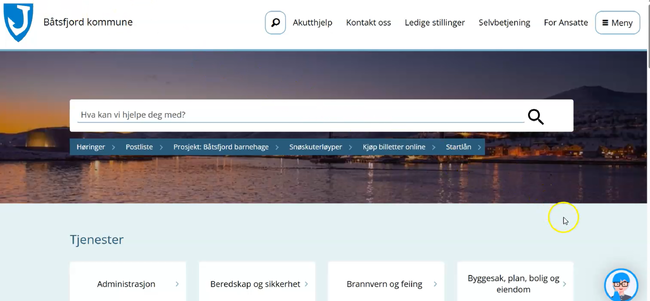 På bilde: Utsnitt fra kommunens hjemmeside.