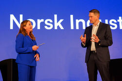 Elin Ludvigsen og Harald Solberg under Norsk Industri konferansen 2026