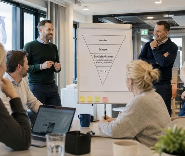 Da kundene og selgerne ble satt øverst, fikk ledelsen og støttefunksjonene et tydeligere ansvar for å fjerne hindringer, støtte salgsarbeidet og skape bedre verdi for kunden. Da kundene og selgerne ble satt øverst, fikk ledelsen og støttefunksjonene et tydeligere ansvar for å fjerne hindringer, støtte salgsarbeidet og skape bedre verdi for kunden.